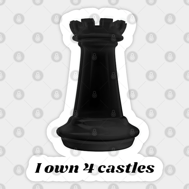 I own four castles - black castle - chess Sticker by Blue Butterfly Designs 